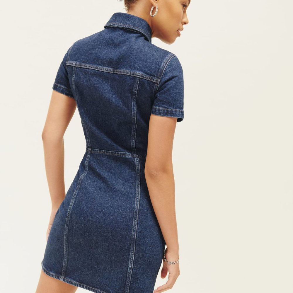 Reformation Dark Blue Denim Mini Dress - Picture 2 of 8